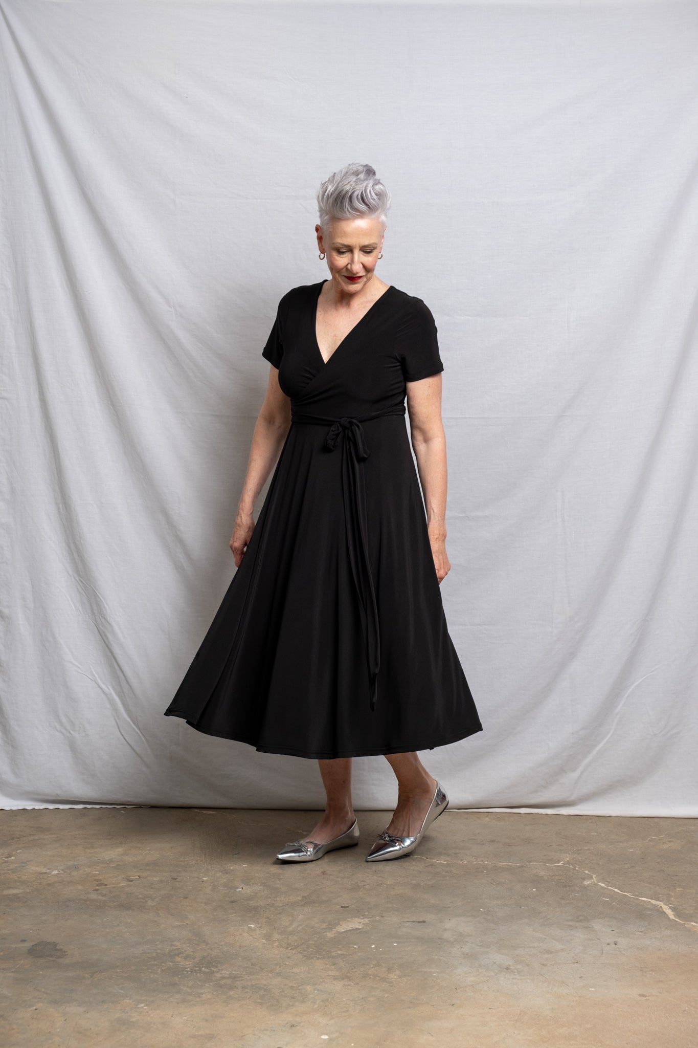 Flutter Sleeve Midi Wrap Dress - Black | More Colour Options
