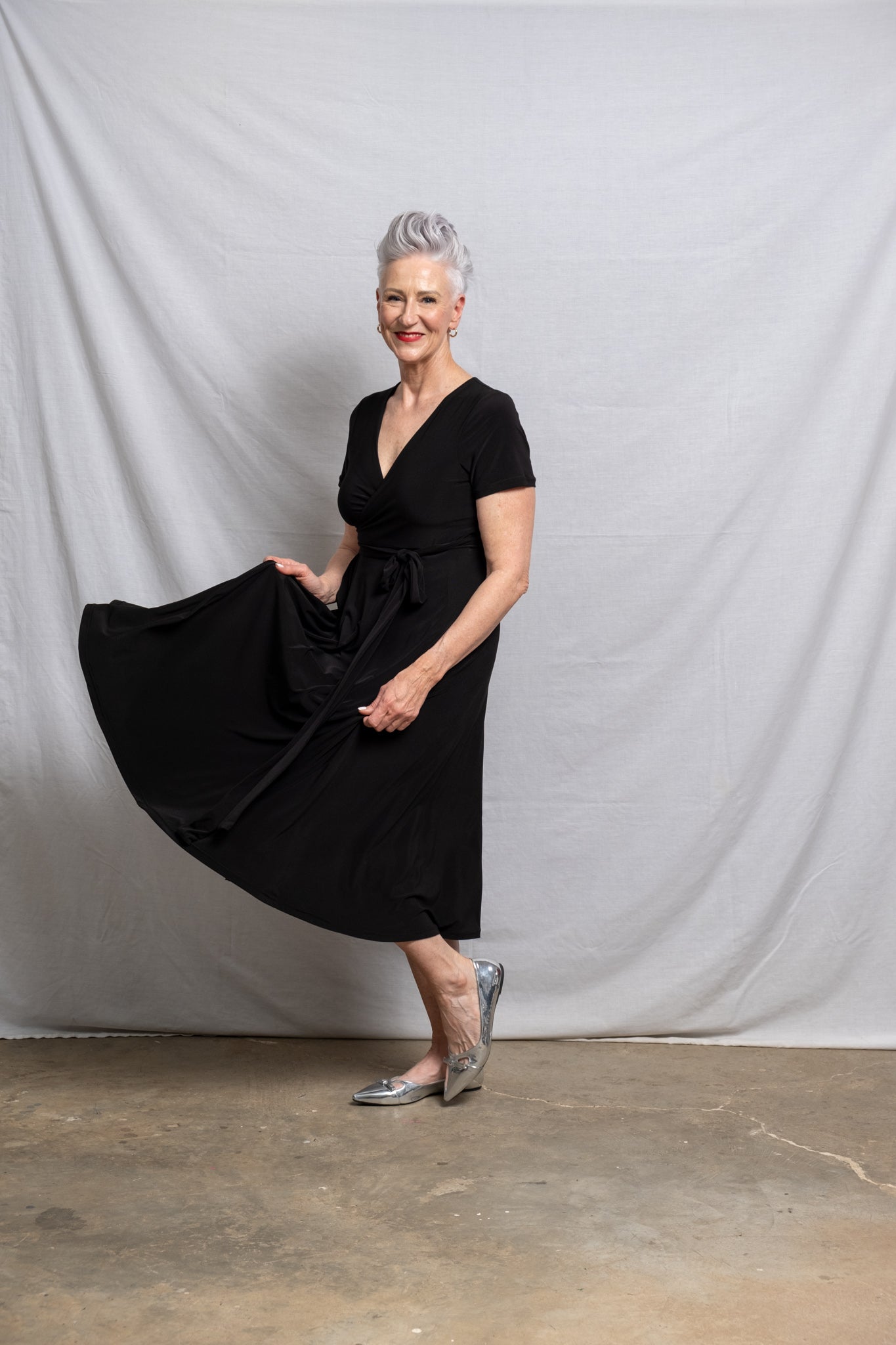 Flutter Sleeve Midi Wrap Dress - Black | More Colour Options