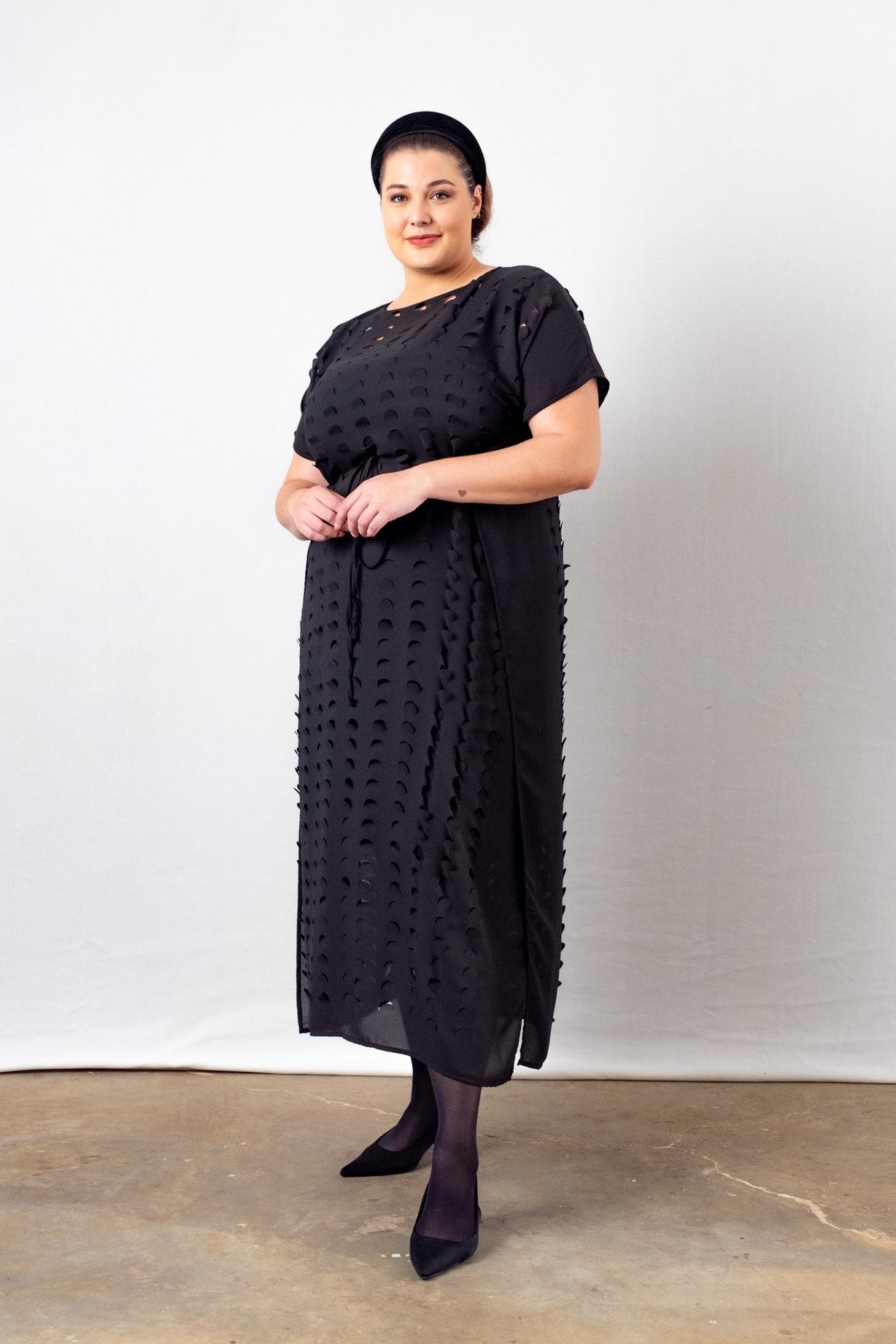 Laser Cut Maxi Dress | Black