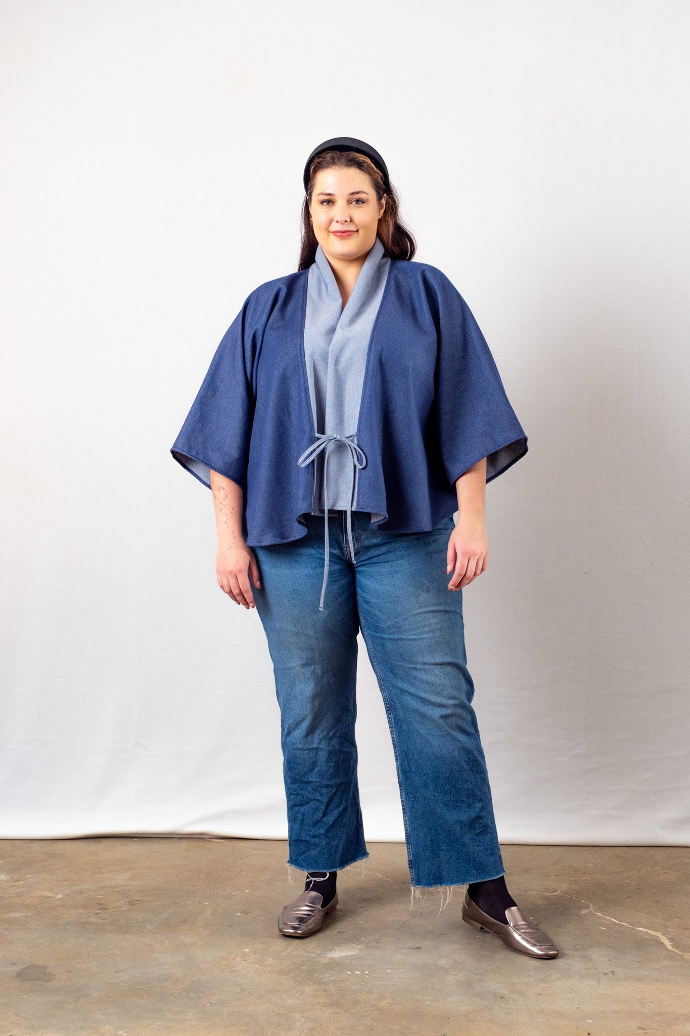 Cropped Cape Top | Denim