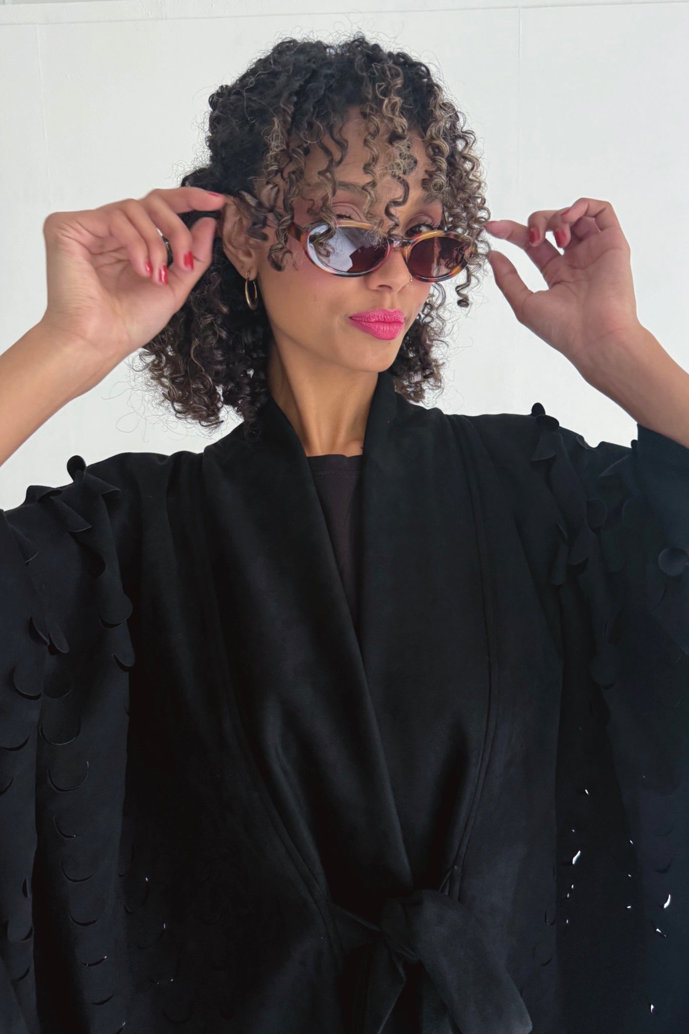 Laser Cut Kova Cape Jacket | Black