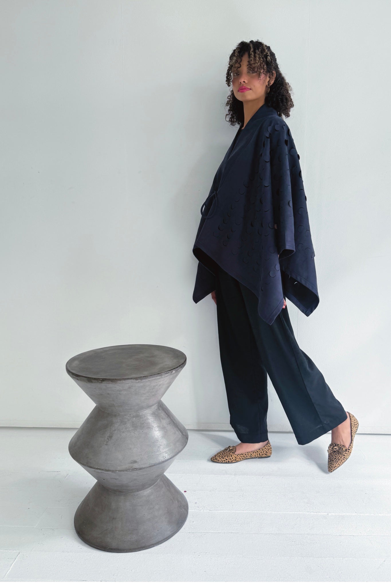 Kiko Laser Cut Cropped Cape | Burgundy, Black or Navy One Size