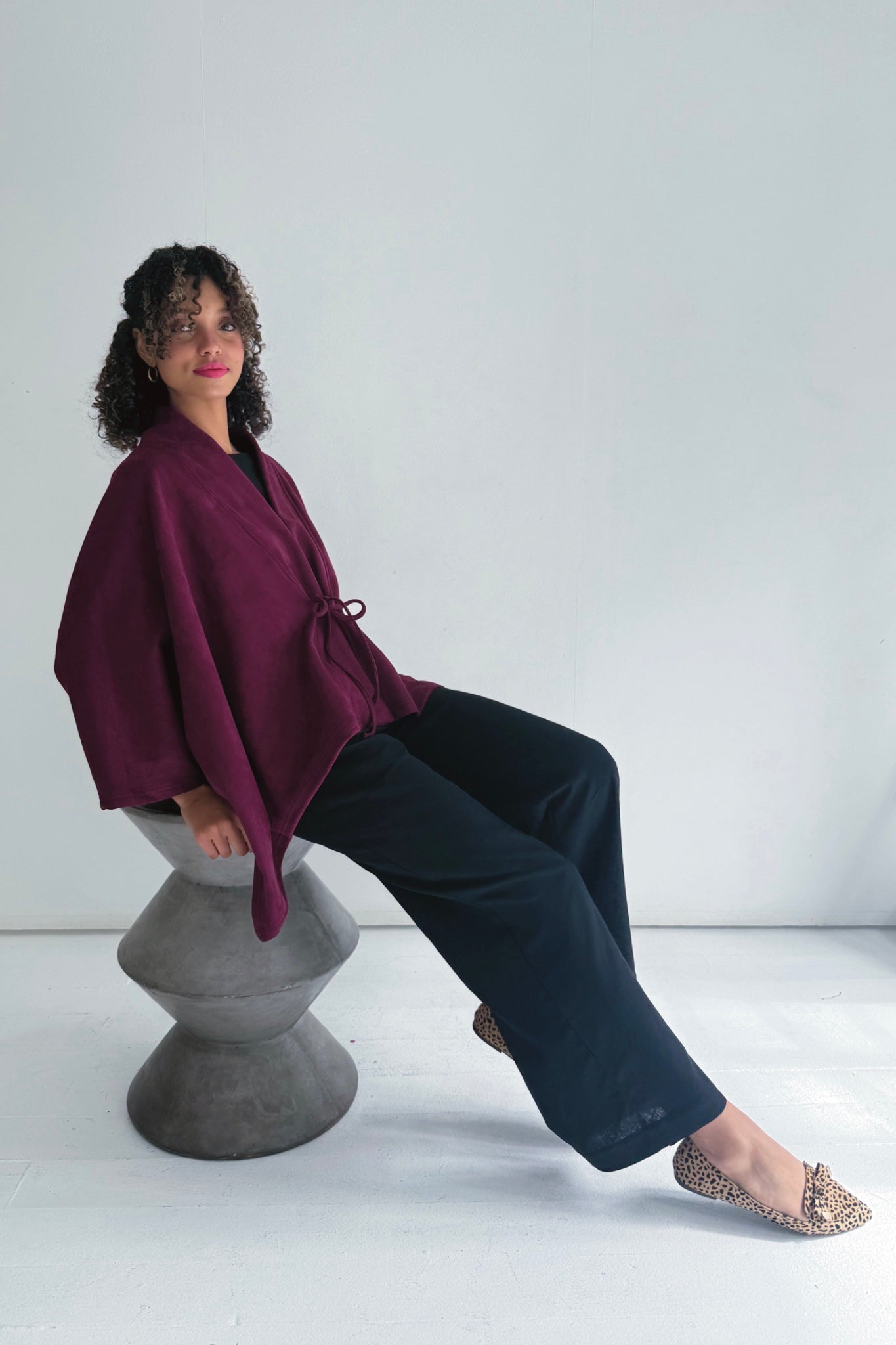 Kiko Cropped Cape | Burgundy, Black and Navy - One Size