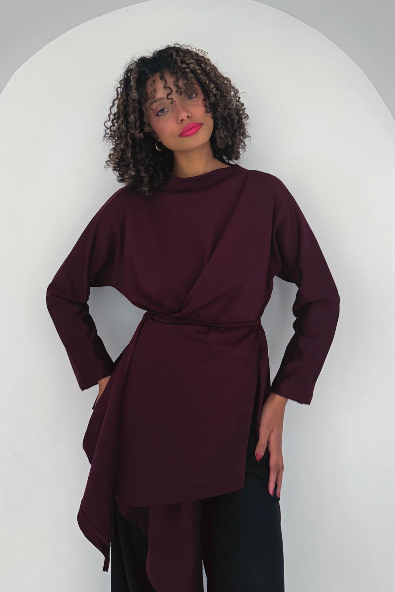 Cross-Over Wrap Top | Navy, Teal & Burgundy