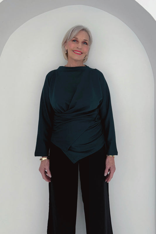 Cross-Over Wrap Top | Navy, Teal & Burgundy