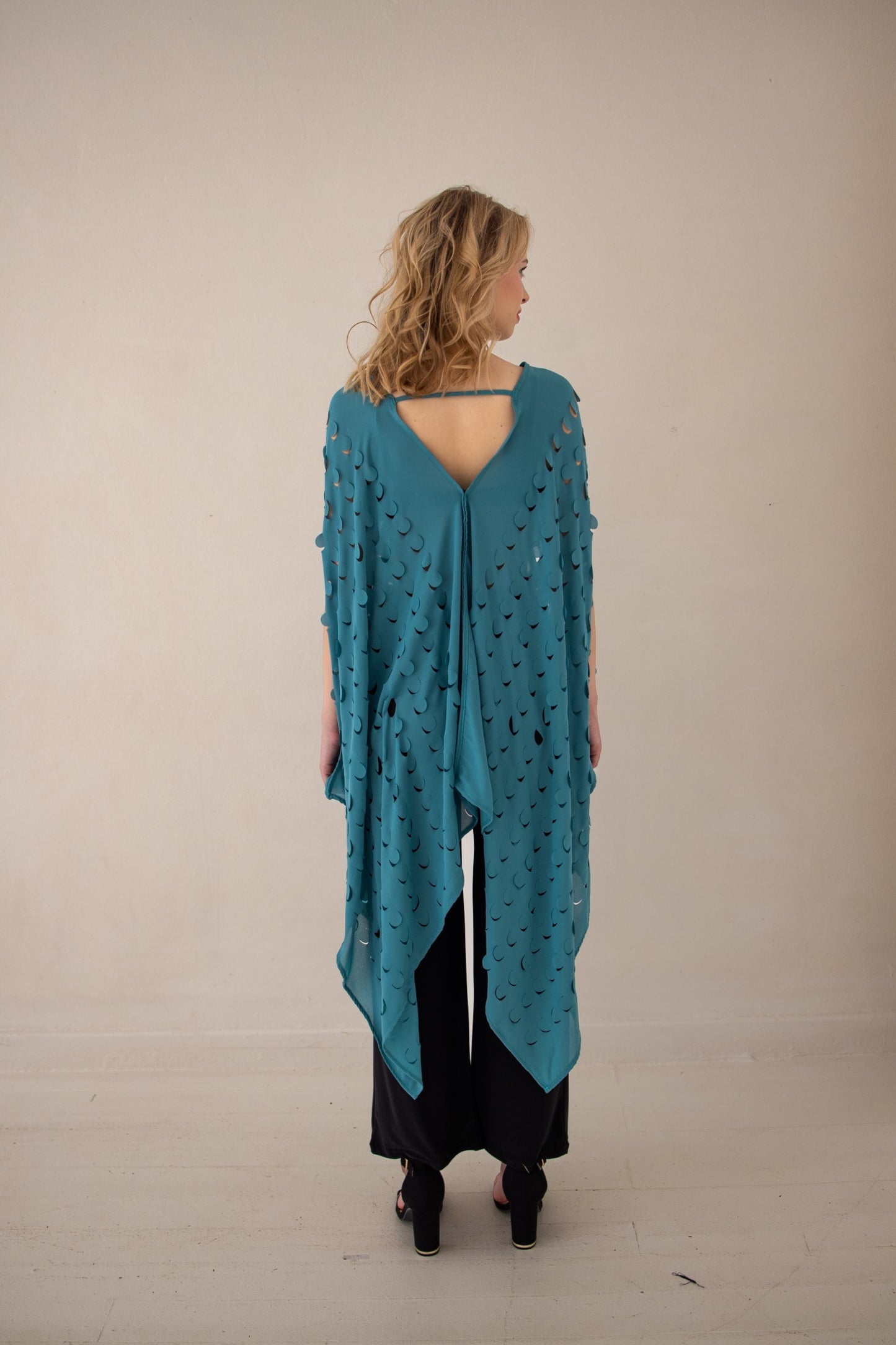 Laser Cut Drape Top | Pacific Green
