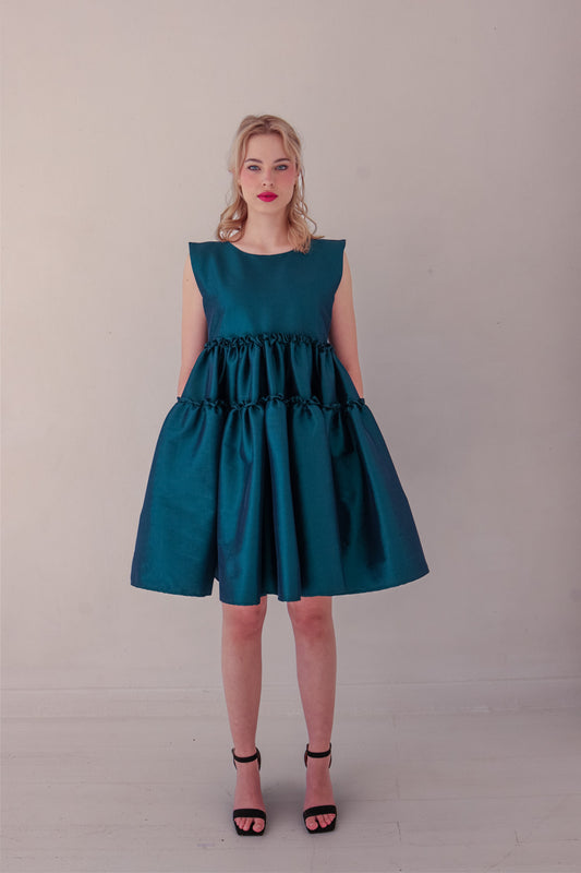 Abundance Mini Dress | Emerald Green & Black