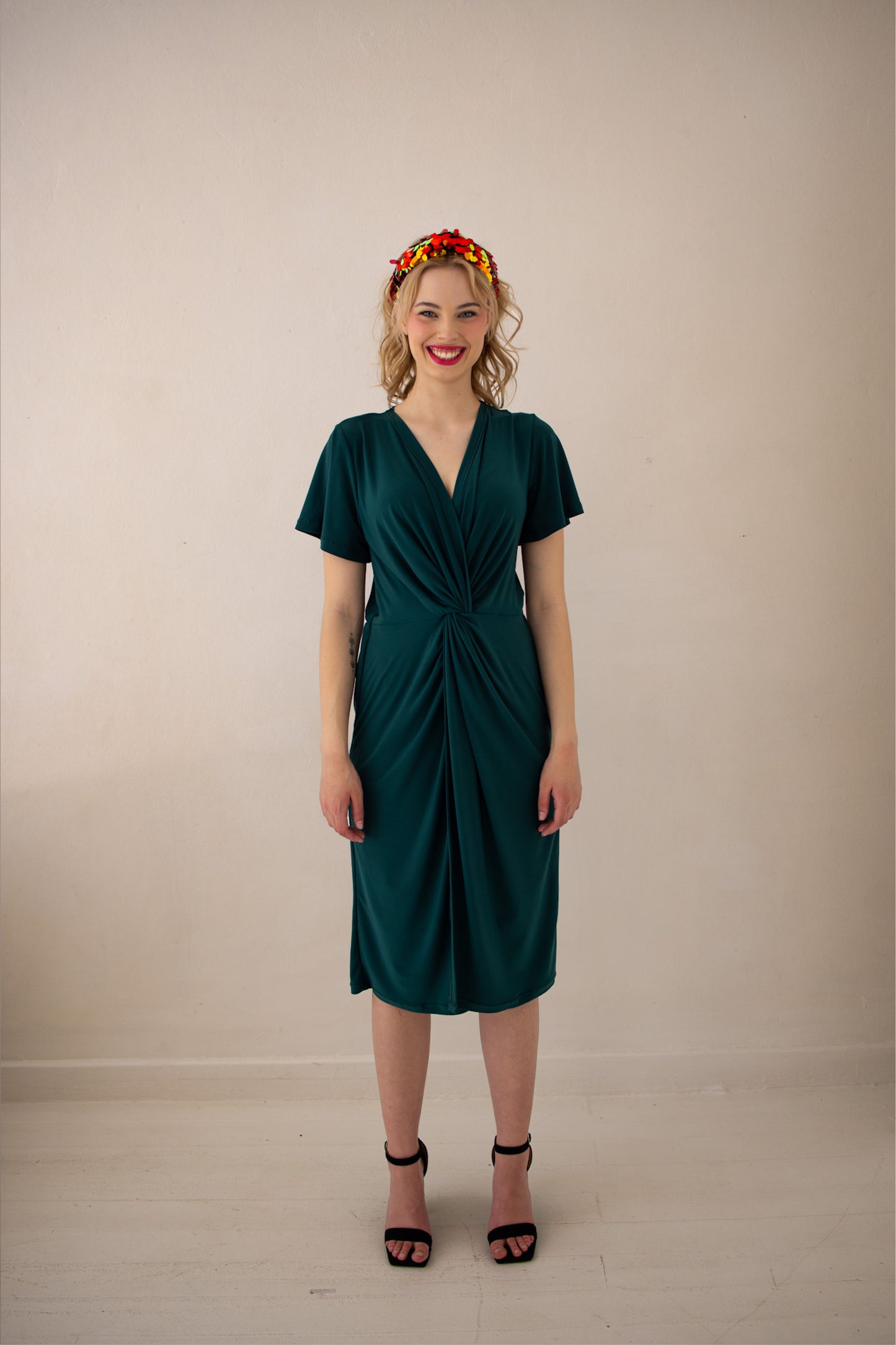 Allure Twist Midi Dress - Forest Green | More Colour Options