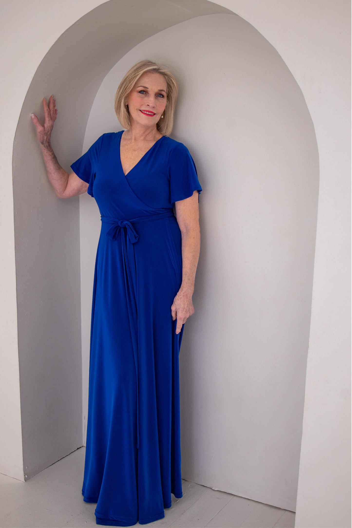 Flutter Sleeve Maxi Wrap Dress - Cobalt | More Colour Options