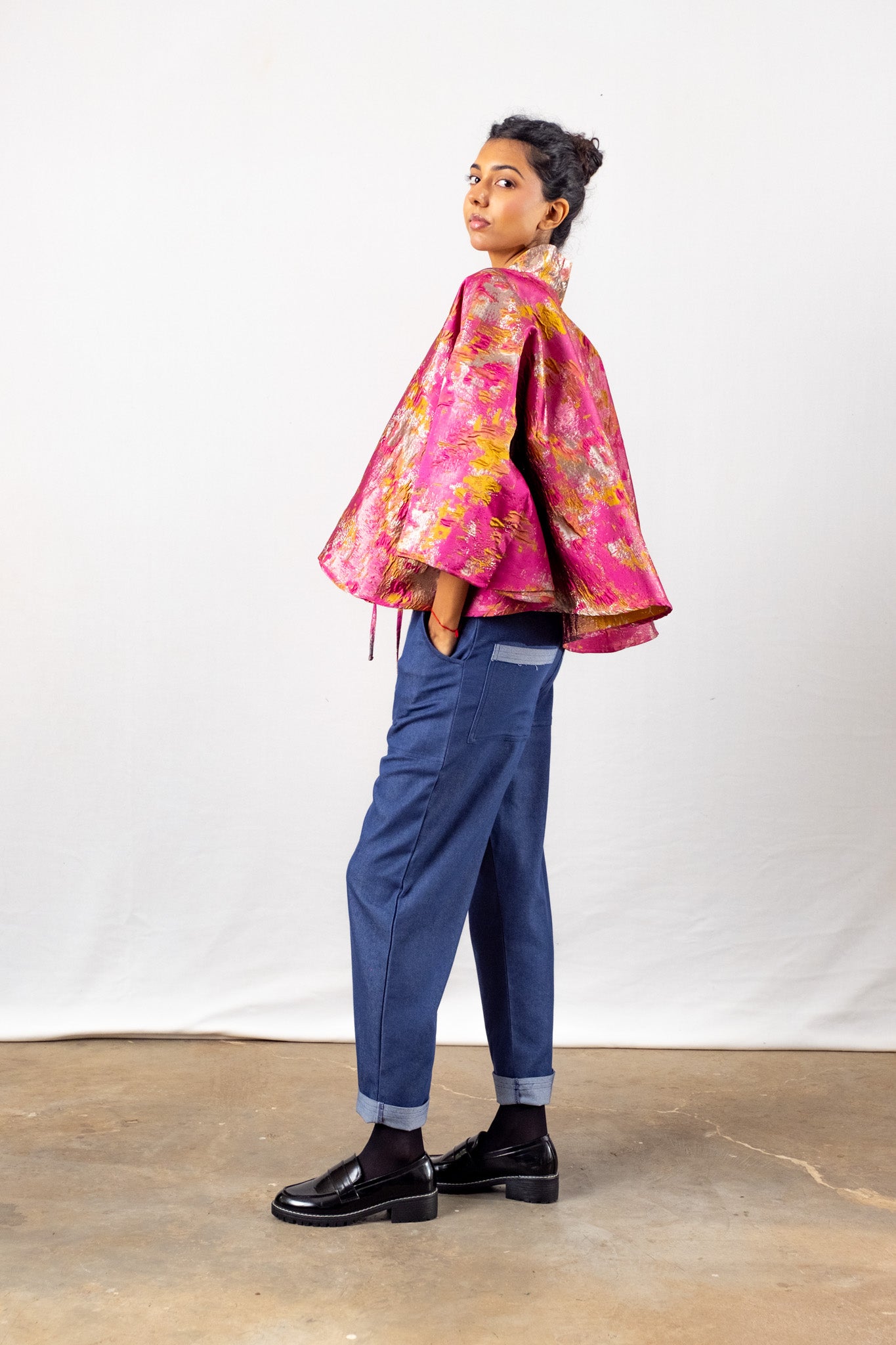 Brocade Cropped Cape | Sunrise One Size