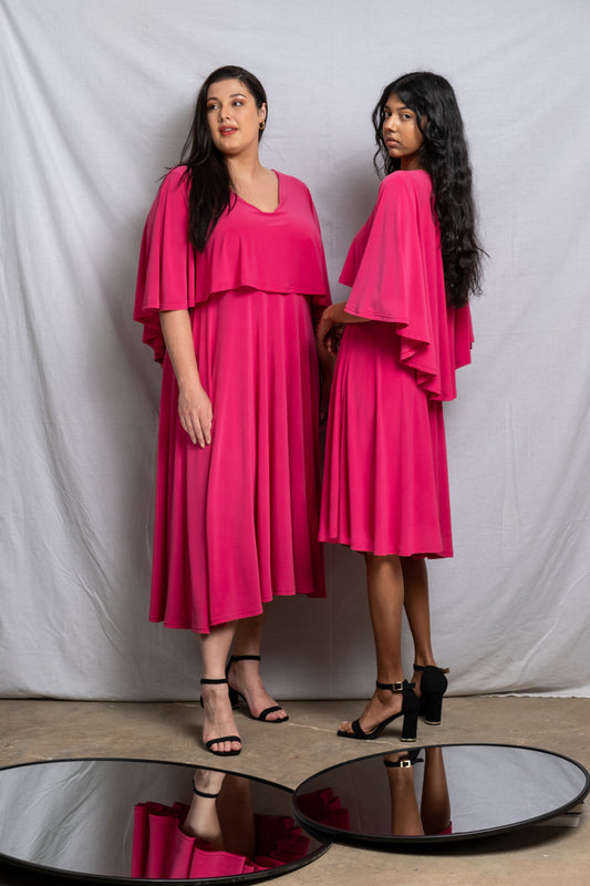 Cape Midi Dress - Pink  SALE size 32,44