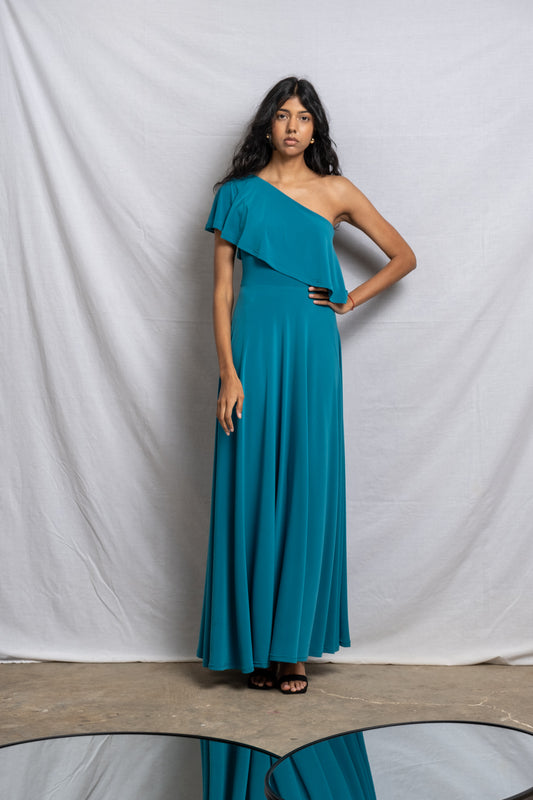 Off Shoulder Maxi Frill Dress - size 32