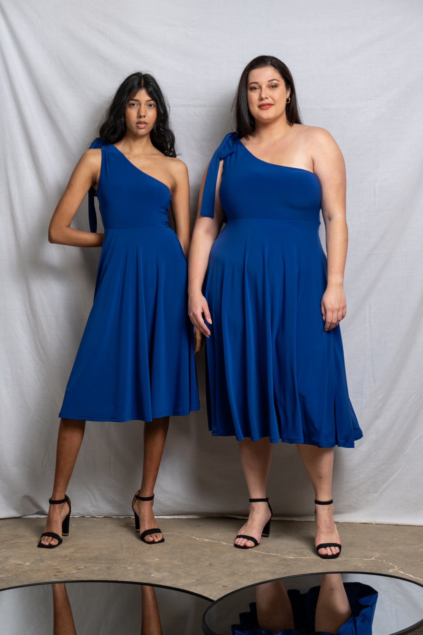 One Shoulder Midi Bow Dress - Cobalt SALE size 32,44