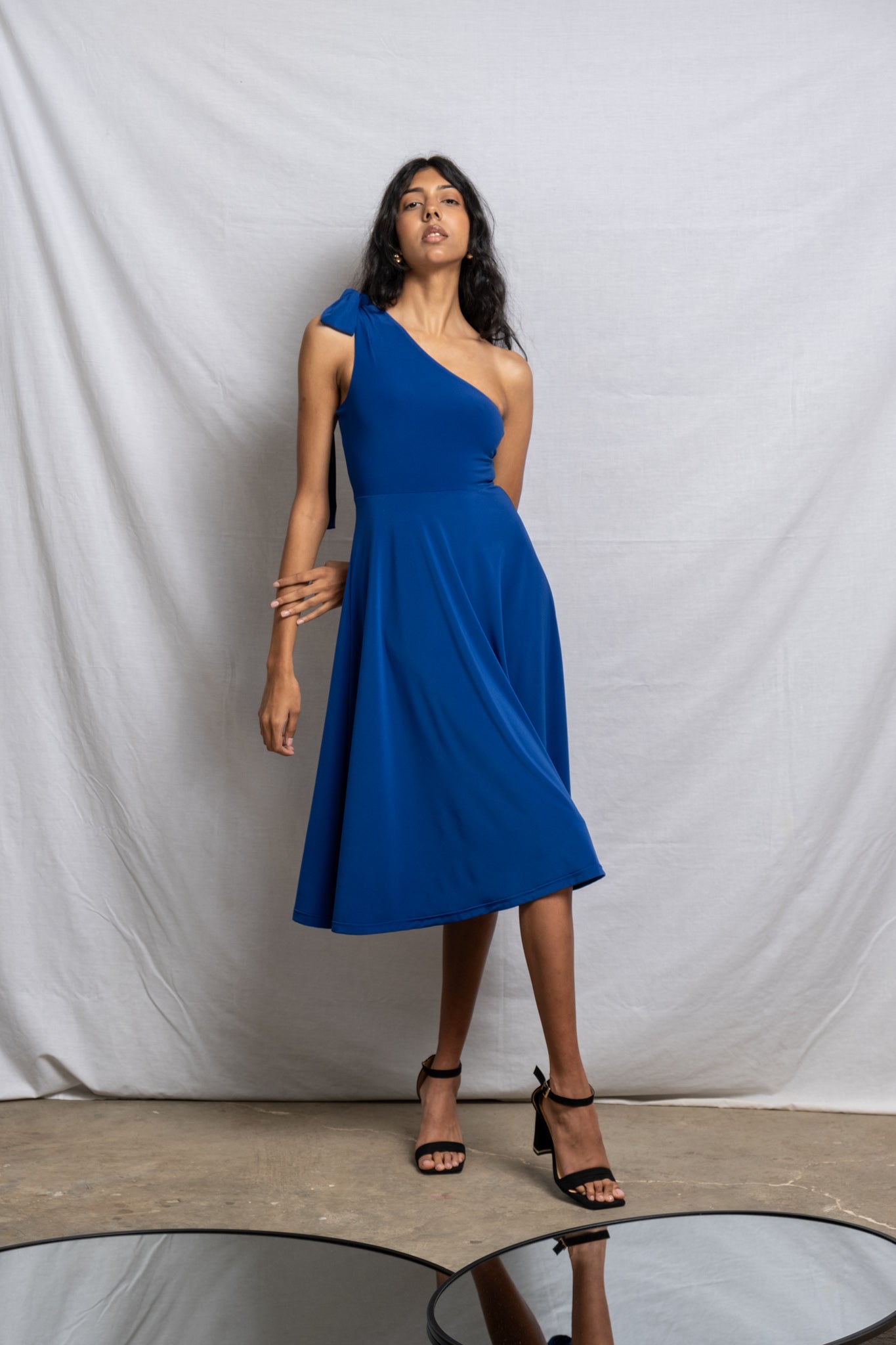 One Shoulder Midi Bow Dress - Cobalt SALE size 32,44