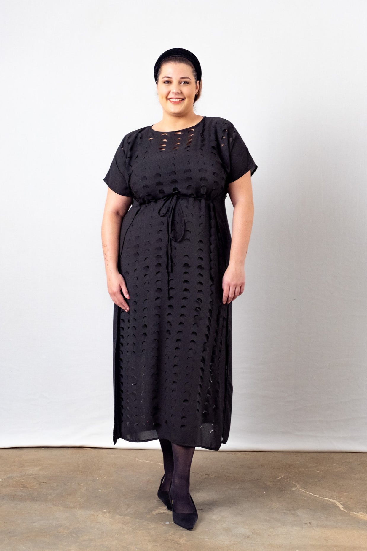 Laser Cut Maxi Dress | Black