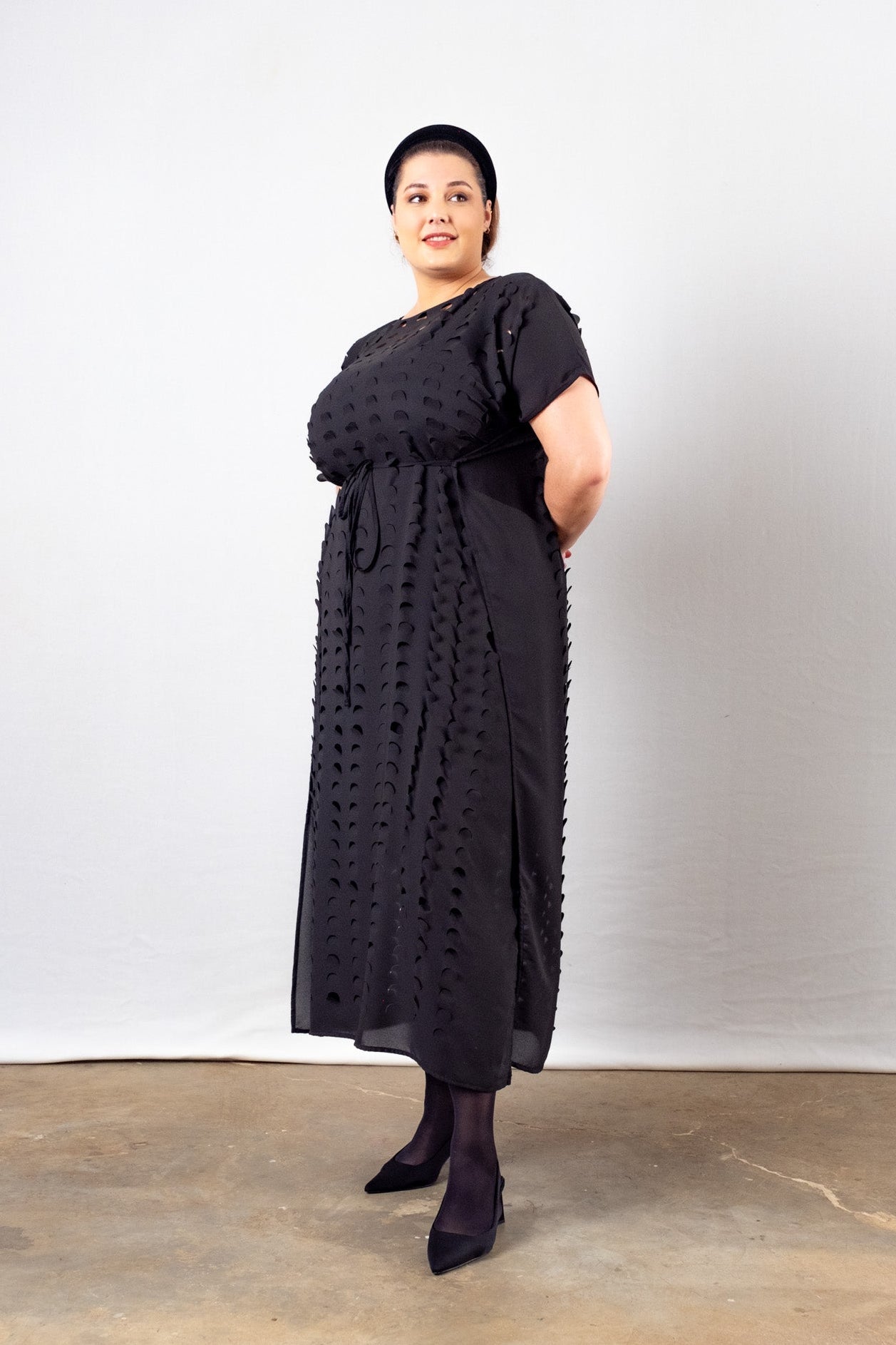 Laser Cut Maxi Dress | Black