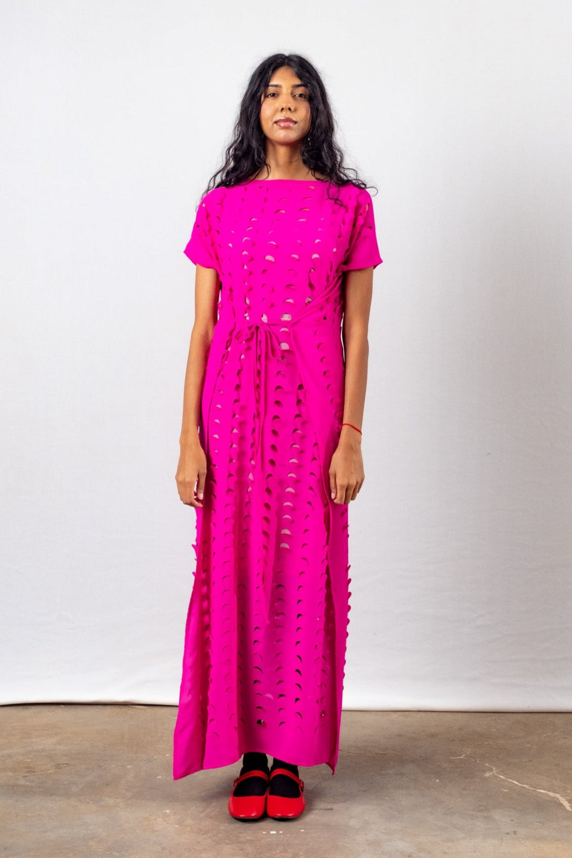 Laser Cut Maxi Dress | Pink
