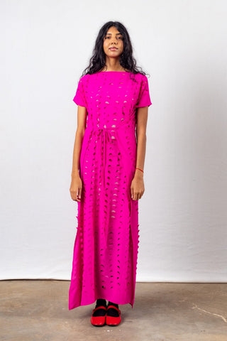 Laser Cut Maxi Dress | Pink