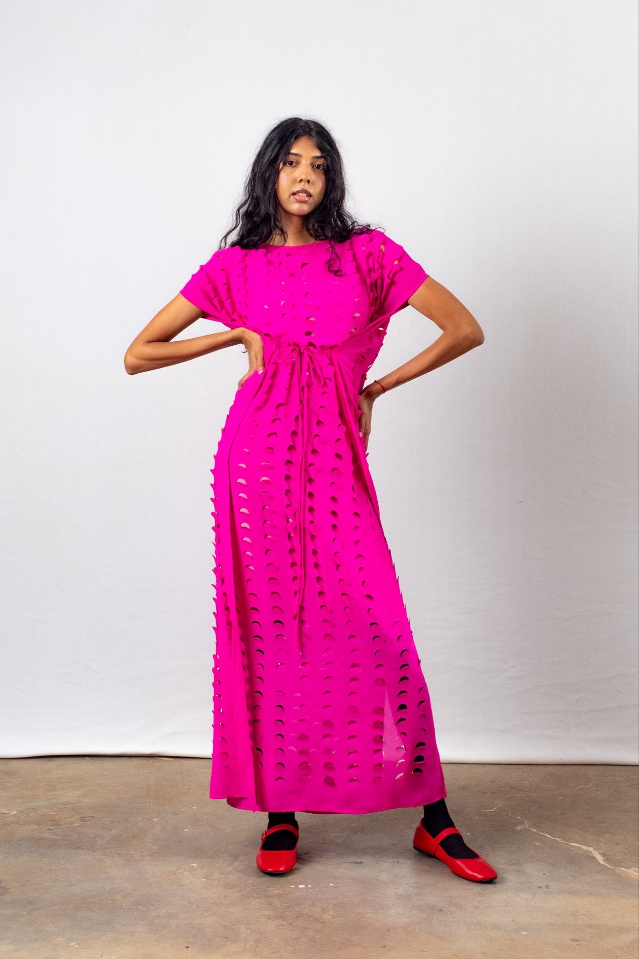 Laser Cut Maxi Dress | Pink