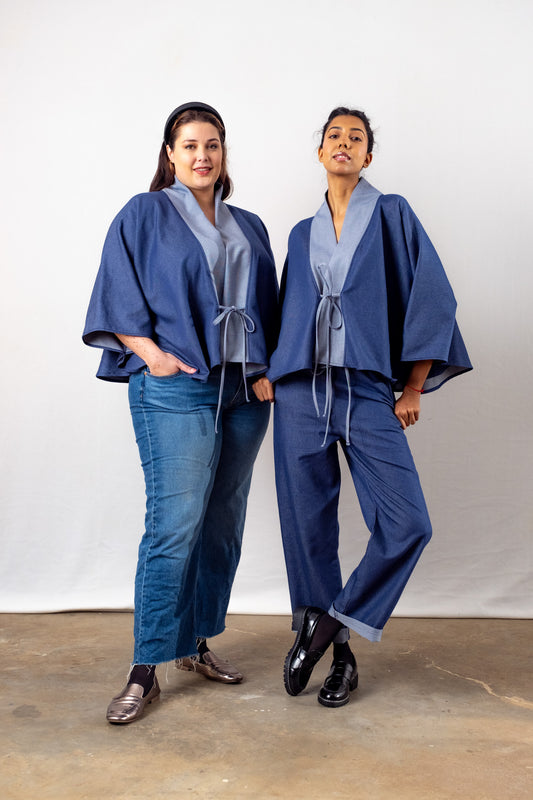 Cropped Cape Top | Denim