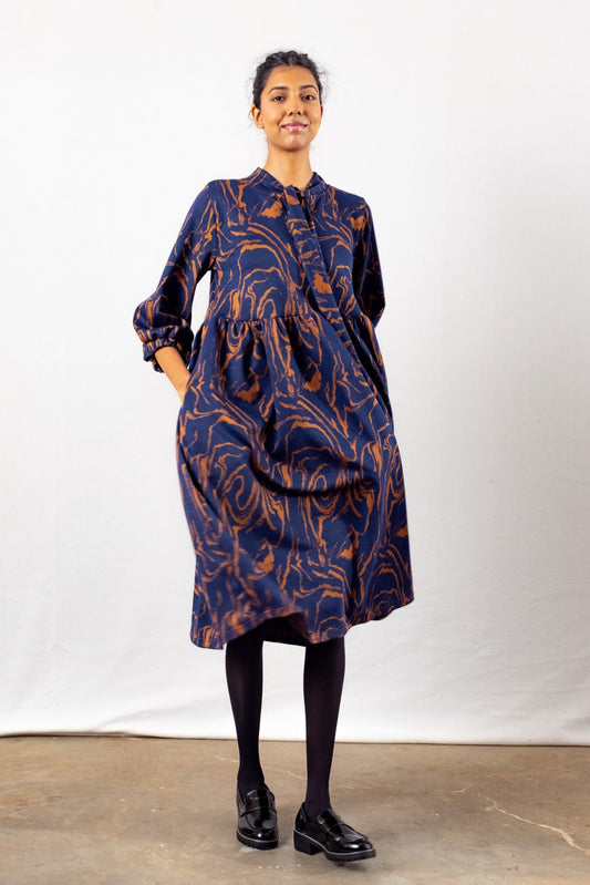 Bow Dress | Marble Navy