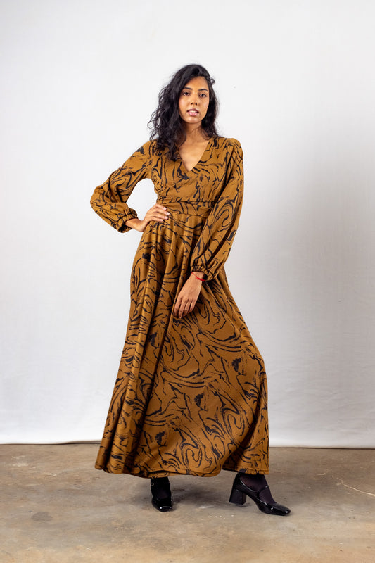 Winter Maxi Wrap Dress | Marble
