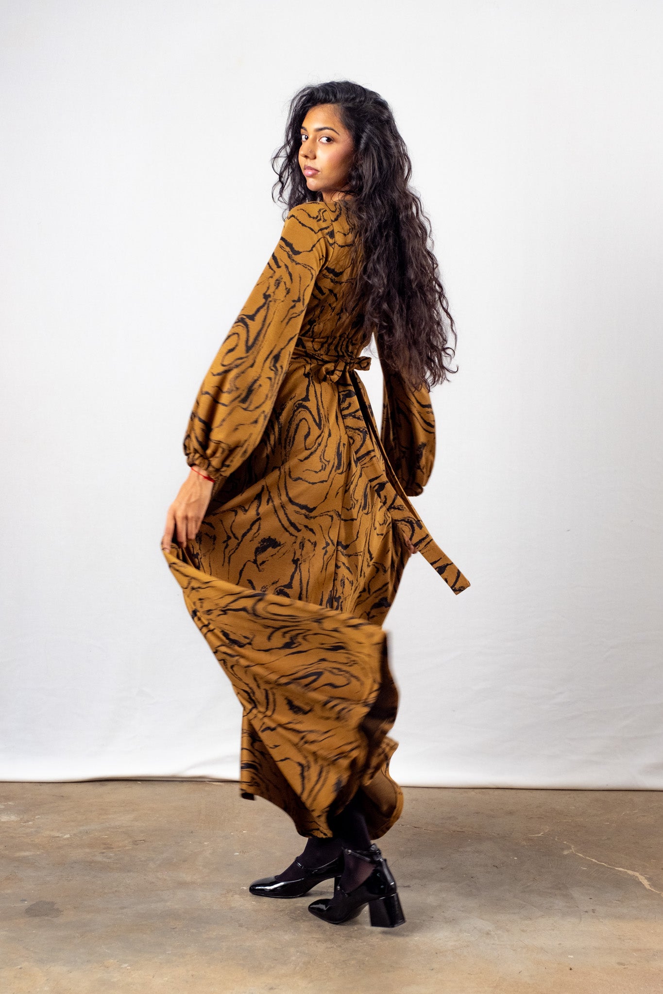 Winter Maxi Wrap Dress | Marble