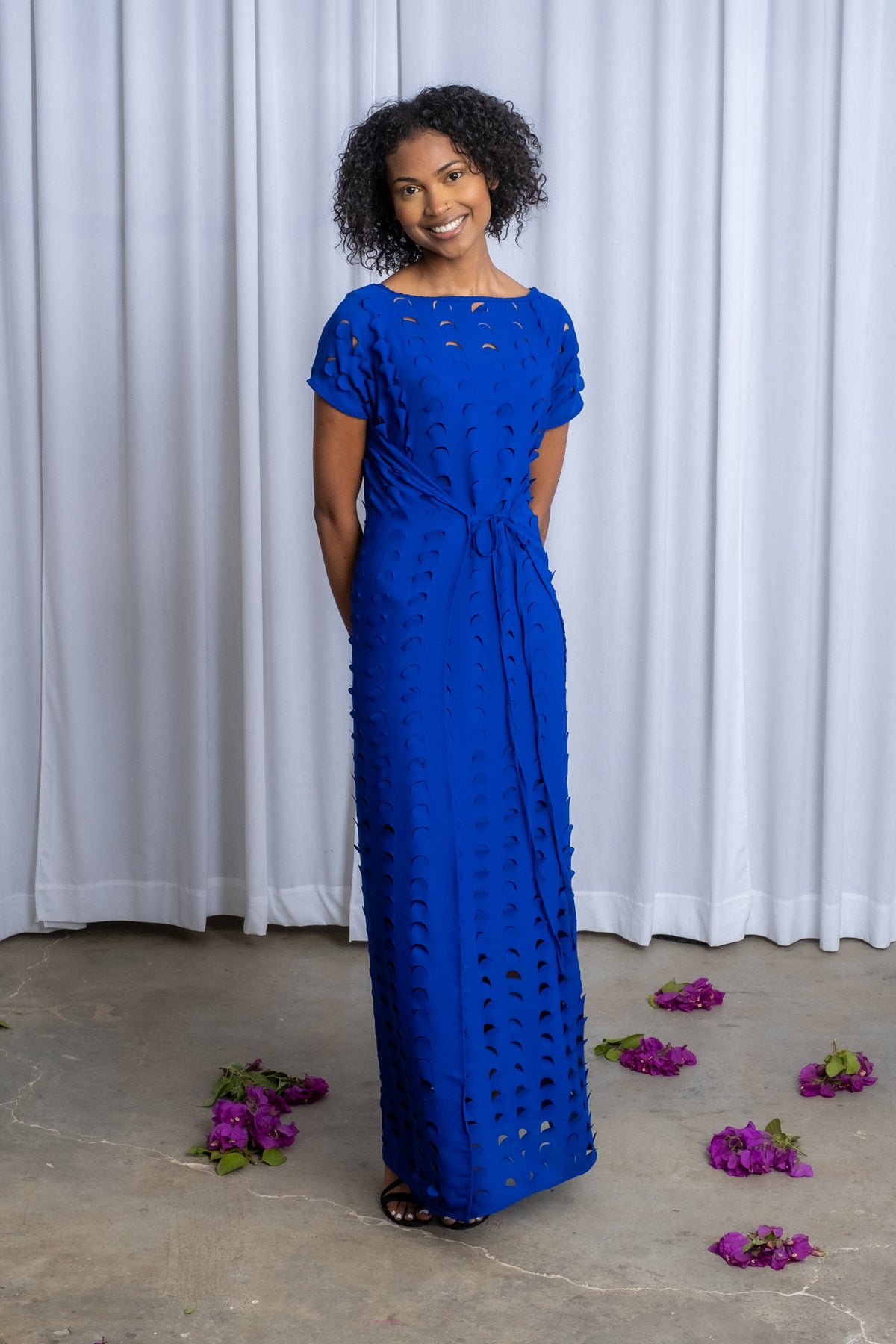 LASER CUT MAXI DRESS | COBALT