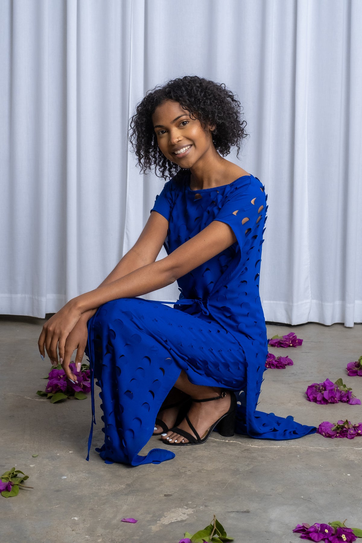 LASER CUT MAXI DRESS | COBALT