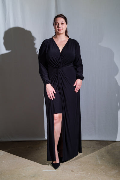 Winter Maxi Twist Dress - Black