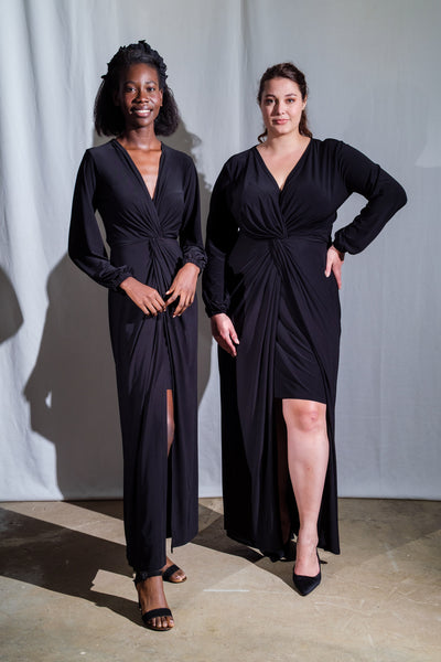Winter Maxi Twist Dress - Black