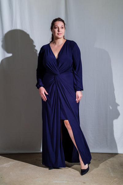 Winter Maxi Twist Dress | Navy