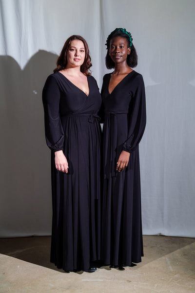 SALE Winter Maxi Wrap Dress - Black size 38