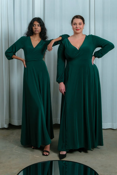 Winter Maxi Wrap Dress | Forest Green