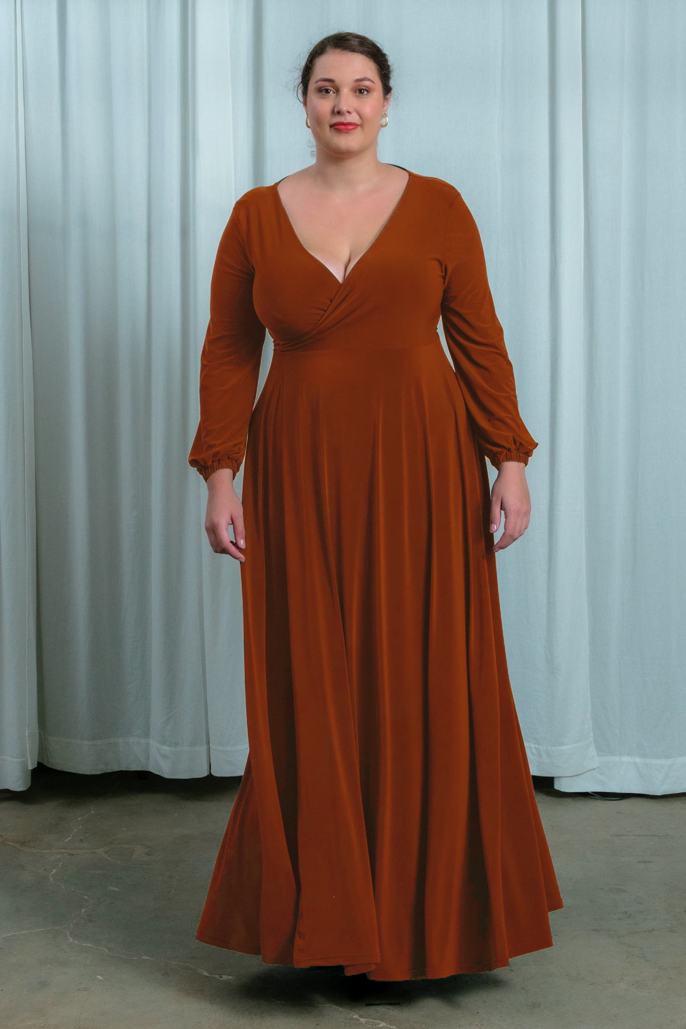 Winter Maxi Wrap Dress | Rust
