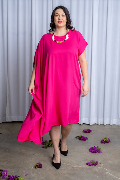 Side Drape Dress - Pretty Pink