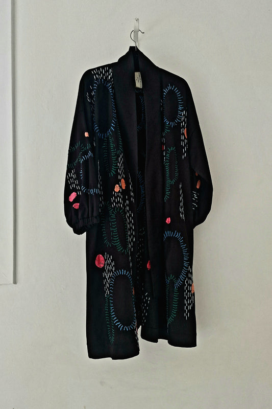 HAND EMBROIDERY BOW COAT