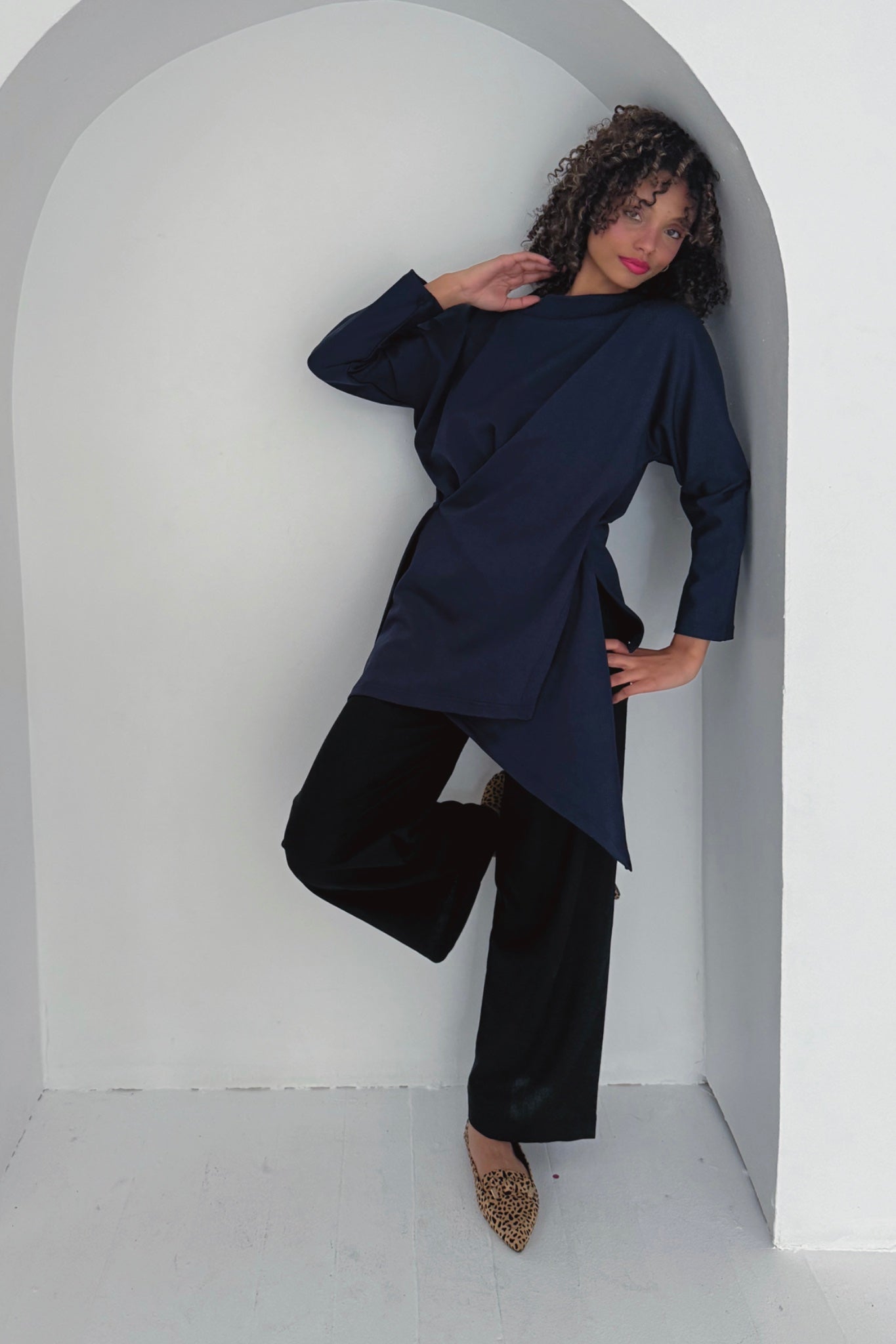 Cross-Over Wrap Top | Navy, Teal & Burgundy