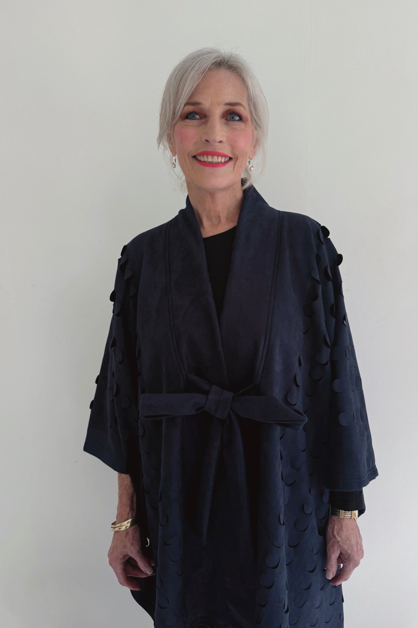 Laser Cut Kova Cape Jacket | Navy