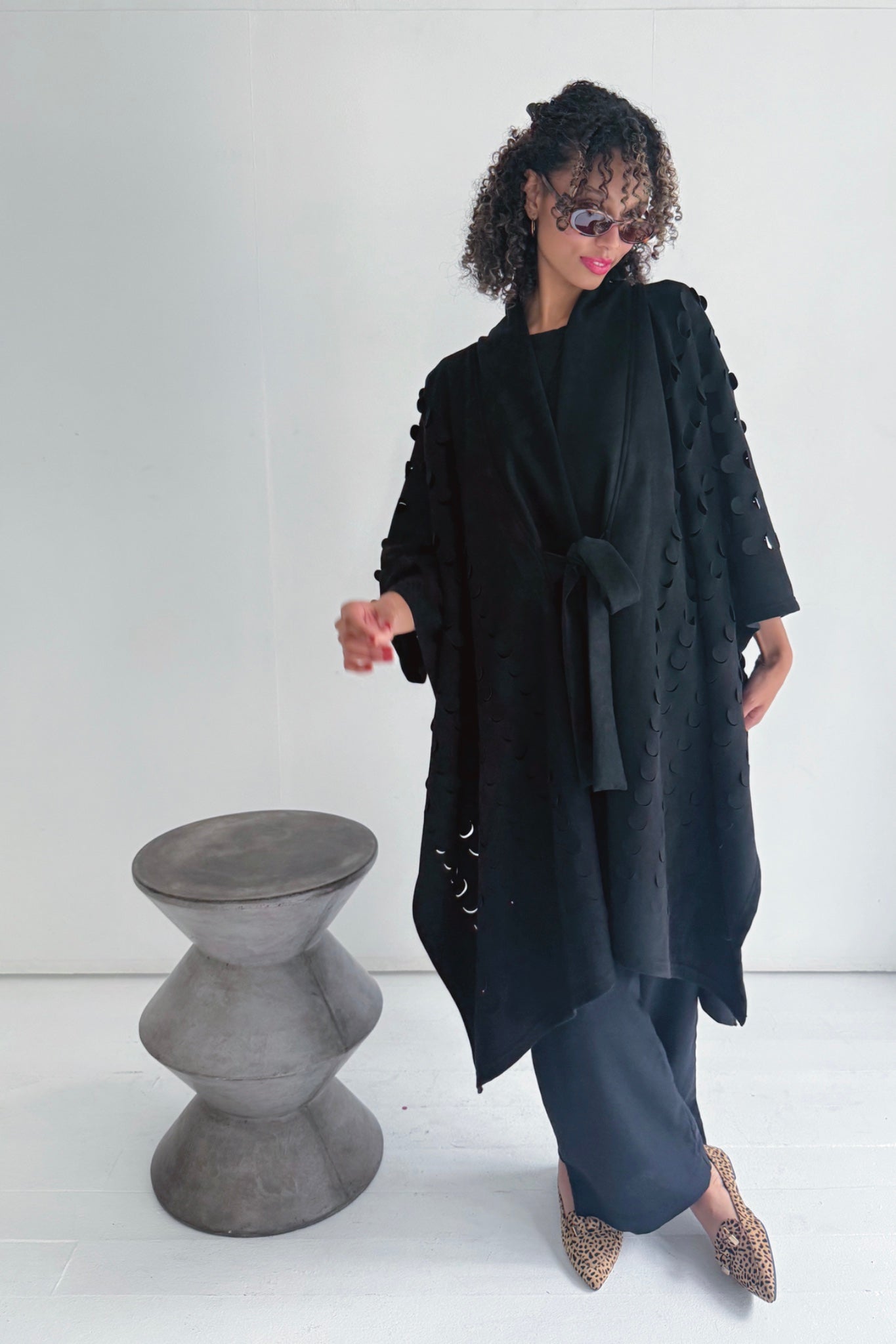 Laser Cut Kova Cape Jacket | Black