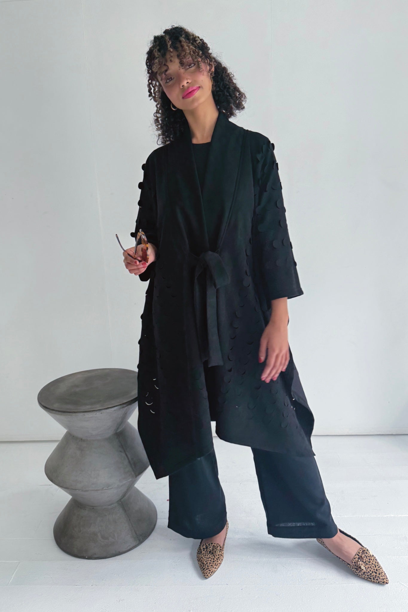 Laser Cut Kova Cape Jacket | Black