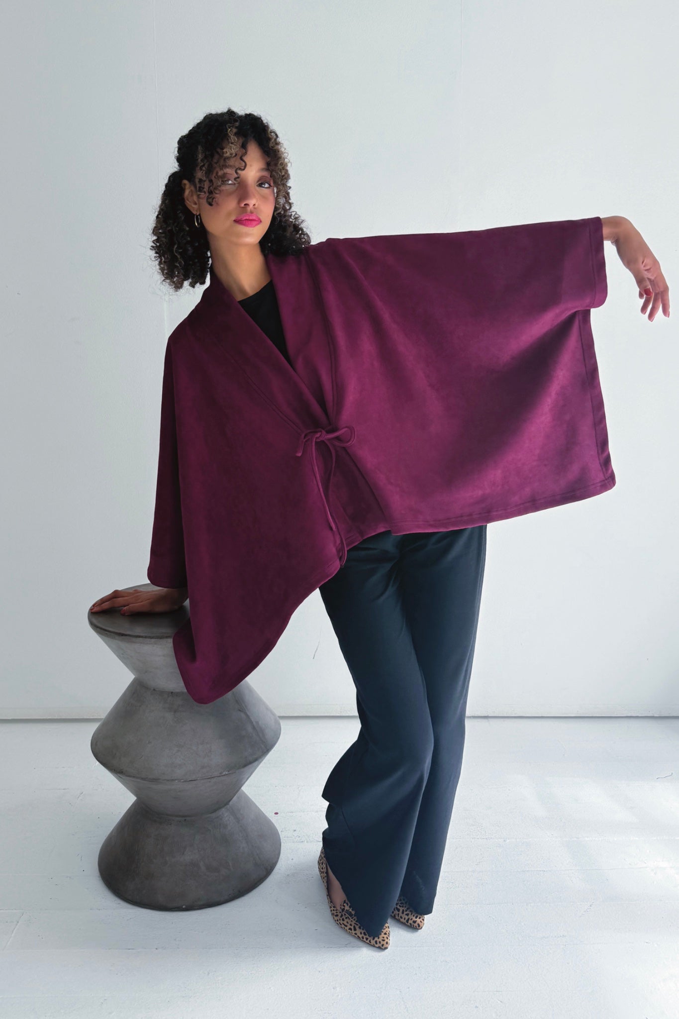 Kiko Cropped Cape |  Burgundy
