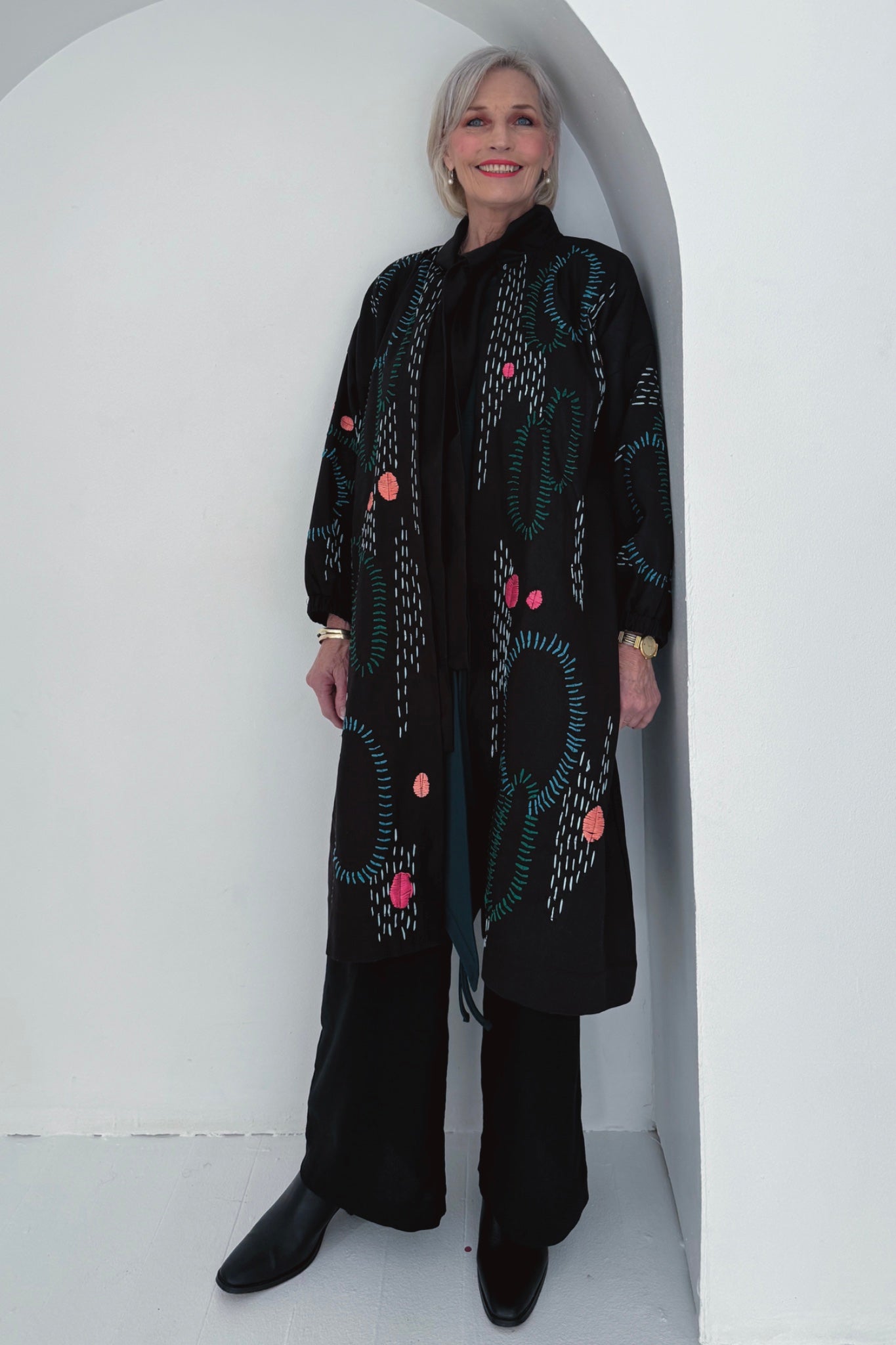 Hand Embroidery Bow Coat