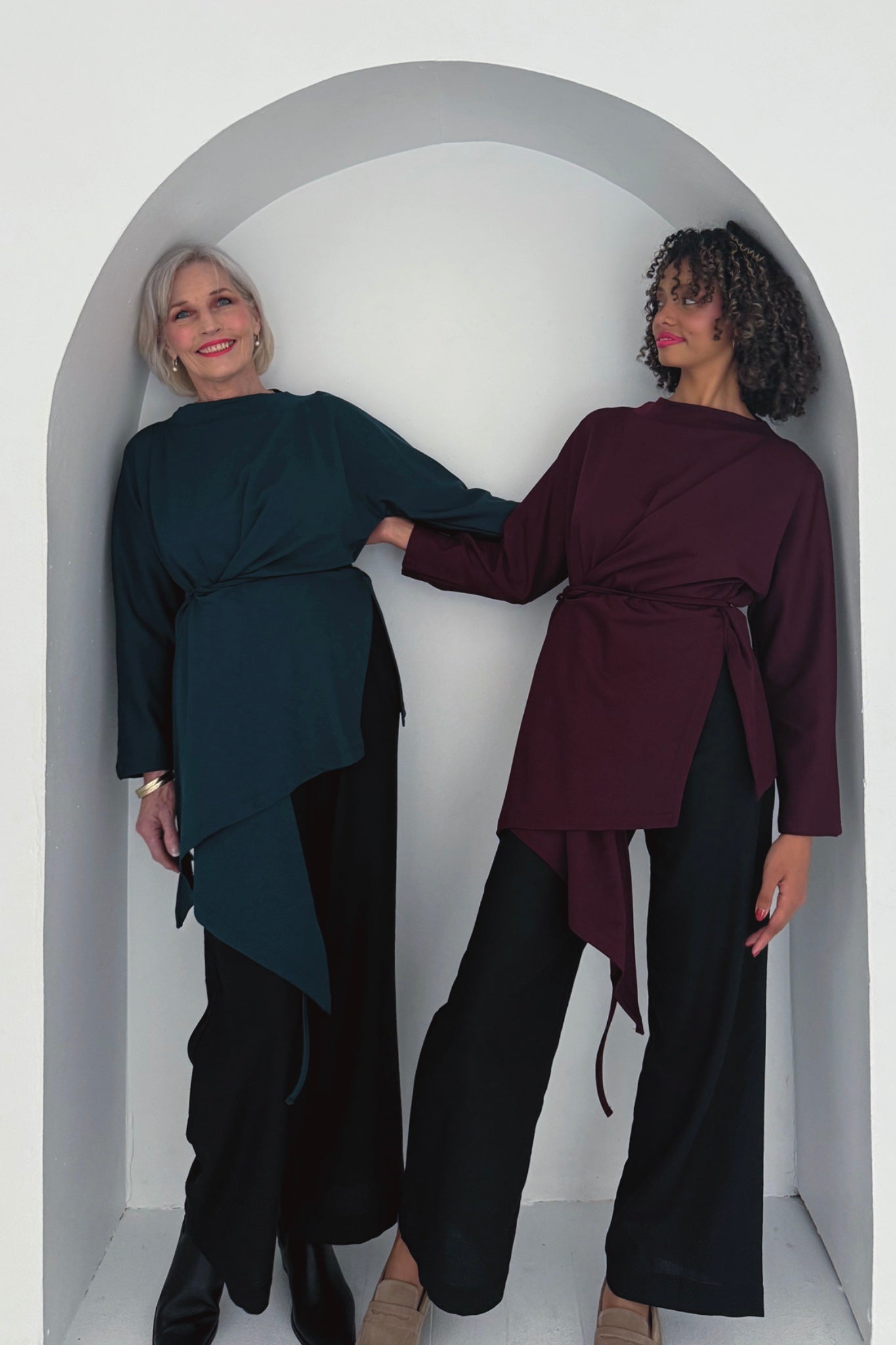 Cross-Over Wrap Top | Navy, Teal & Burgundy