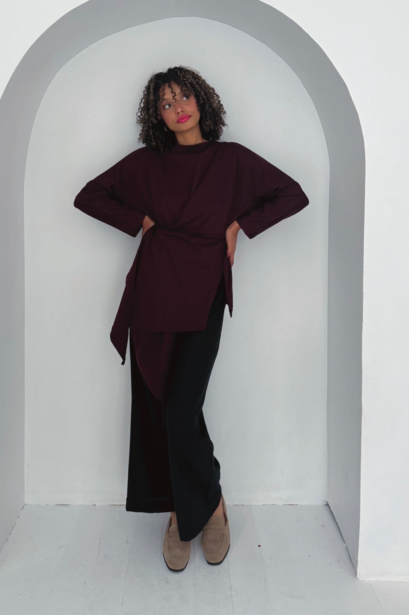 Cross-Over Wrap Top | Navy, Teal & Burgundy