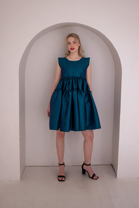 Abundance Mini Dress | Emerald Green & Black