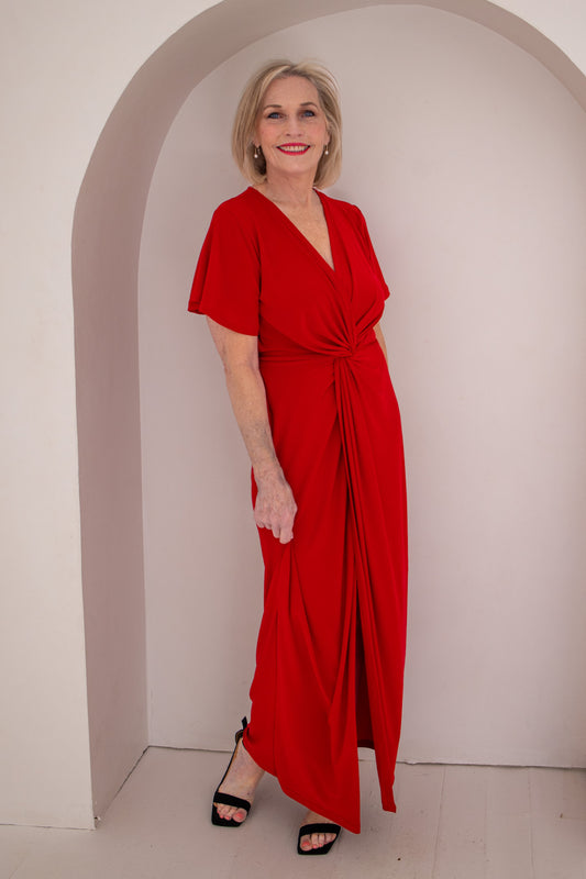 Allure Twist Maxi Dress - Red | More Colour Options