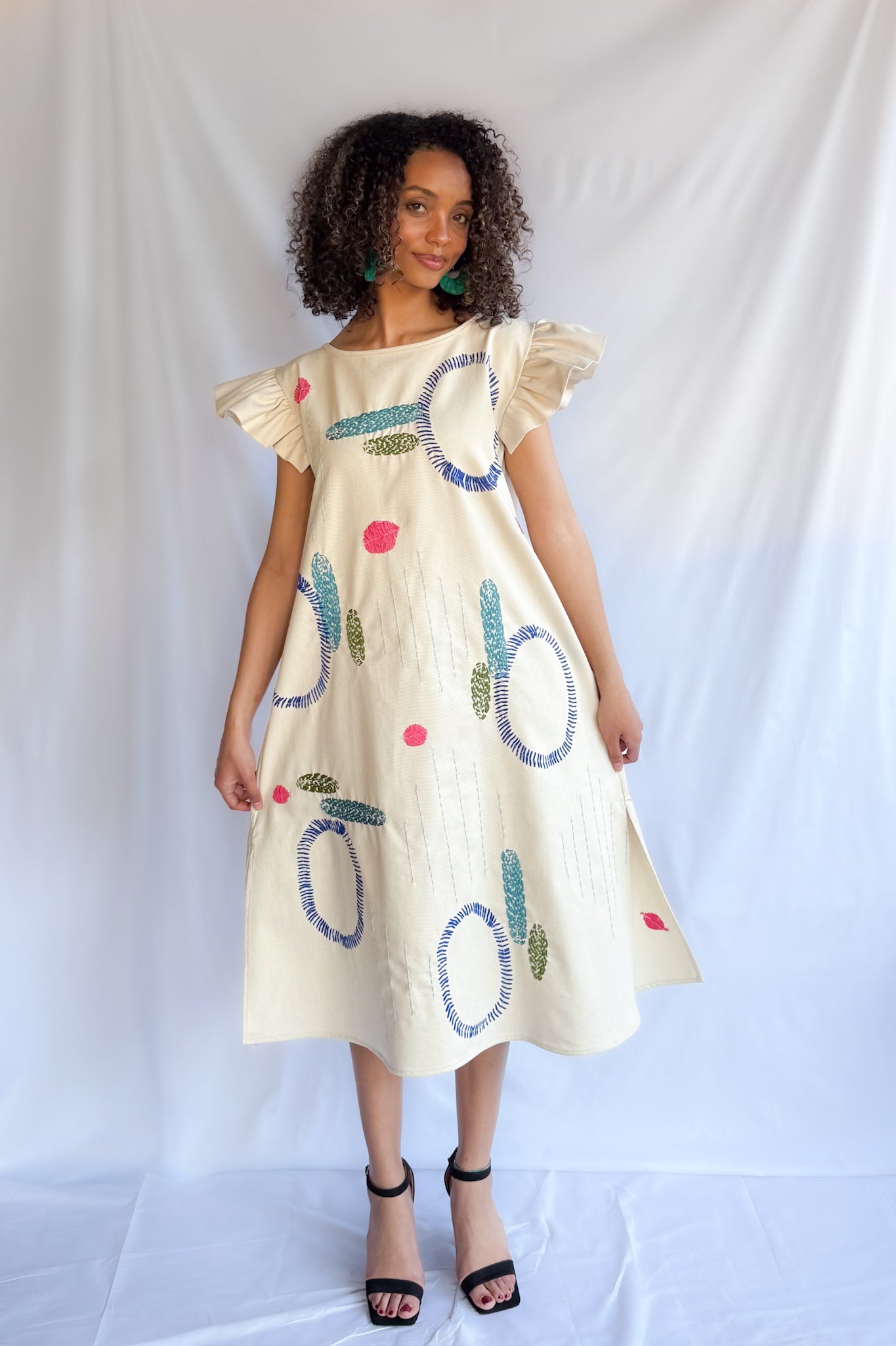 CANVAS HAND EMBROIDERY DRESS