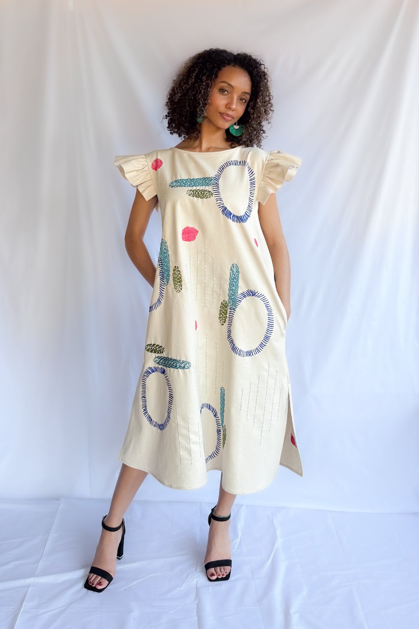 CANVAS HAND EMBROIDERY DRESS