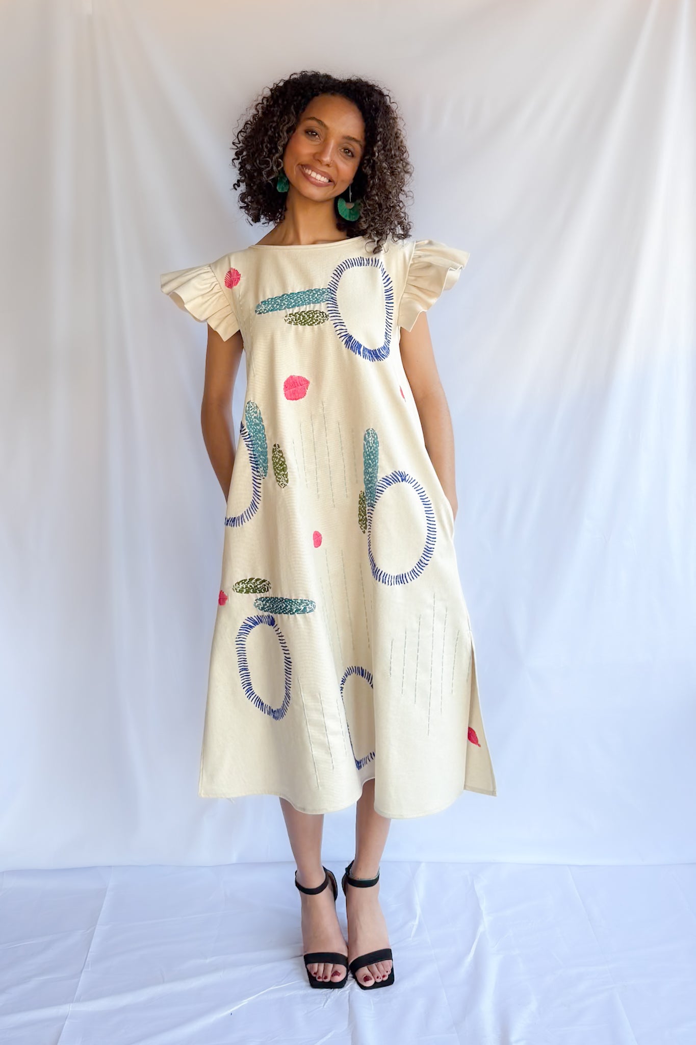 CANVAS HAND EMBROIDERY DRESS